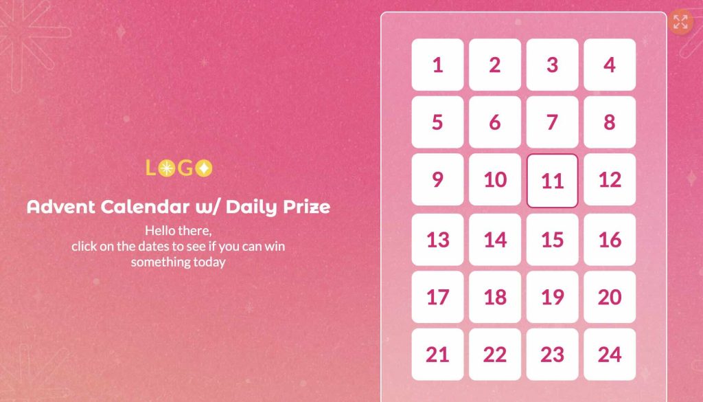 Advent Calendar with Daily Prizes (Instant-win)